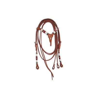 TESTIERA FIOCCO RIPORTI RAWHIDE RED CON REDINI LAKOTA